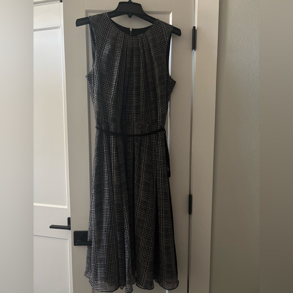 Roz & Ali Black and White Checkered Midi Dress